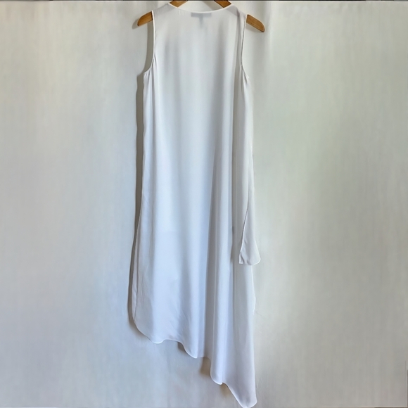 BCBGMaxAzria White Satin Asymmetrical Sleeveless High-Low Avery Dress - Picture 8 of 16